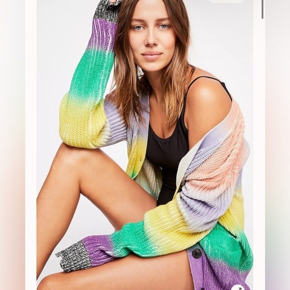 Rare Zadig & Voltaire Lilian Cow Rainbow Cardigan size M - Picture 2 of 9